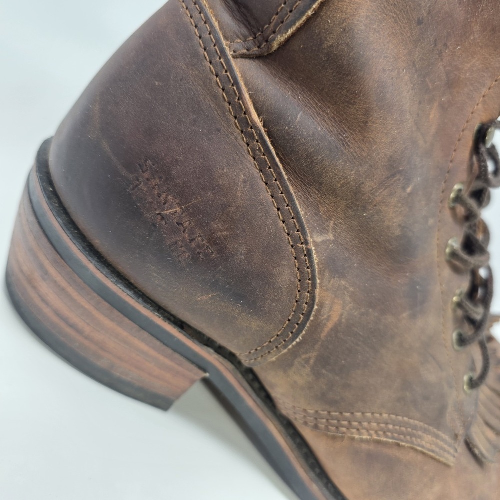 Santa Fe Boot Company Packer Logger 10 EE Work Lace Up WIDE Boots Brown Leather - Picture 11 of 16